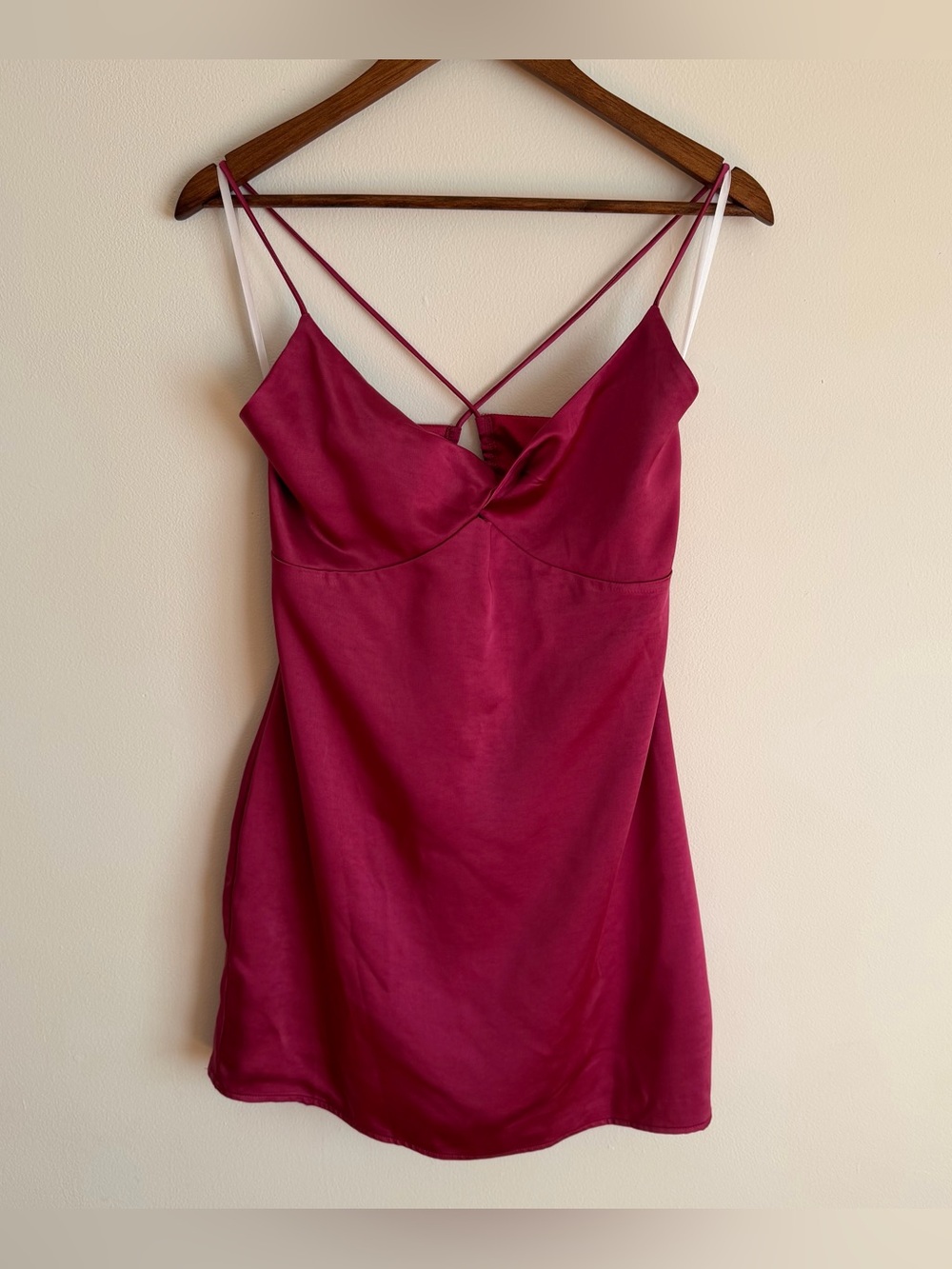 NWT superdown Revolve Julieta Satin Mini Dress Berry Magenta Strappy Large L - Picture 11 of 11